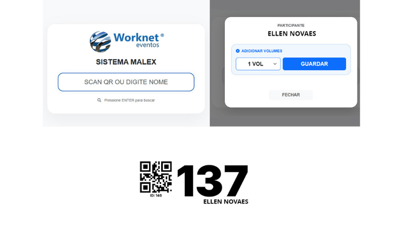 Sistema de controle de guarda-volumes e Malex com QR Code